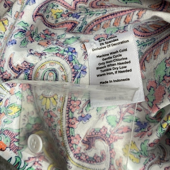 Talbots wrinkle resistant paisley button down sleeveless size 16P preppy travel - Picture 6 of 9